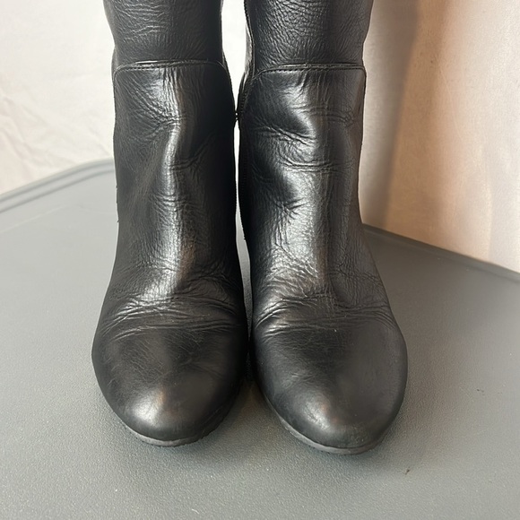 Anthropologie Naya Fjord Hidden Wedge Black Leather Knee-High Boots Size 7.5 - Picture 5 of 15